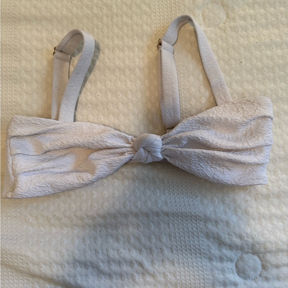 Time and Tru White Knotted Bikini top